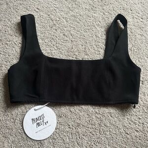 Princess Polly Black Square-Neck Crop Top with Wide Straps